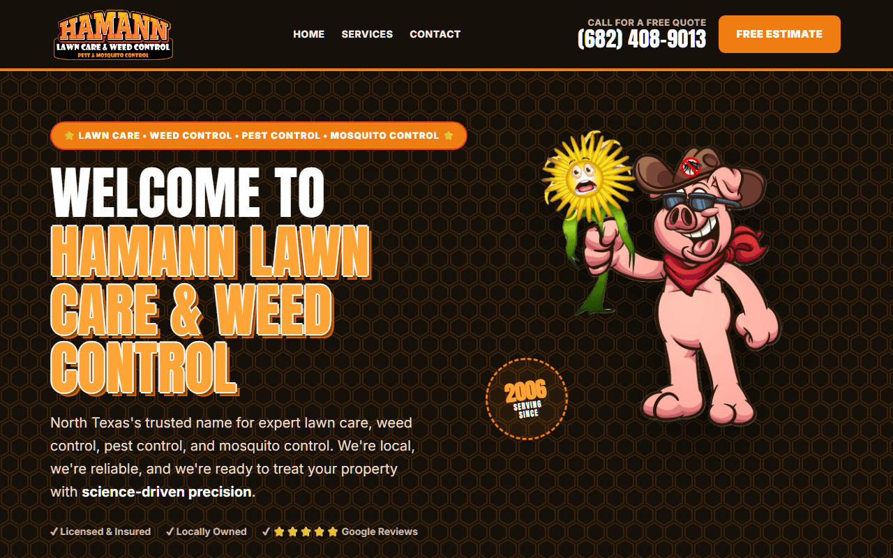 Hamann Lawn Care & Weed Control website